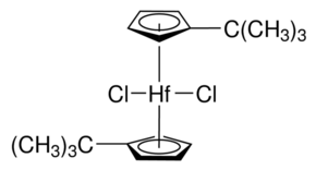 Bis(tert-butylcyclopentadienyl)hafnium dichloride - CAS:33010-55-8 - Bis(t-butylcyclopentadienyl)hafnium dichloride, 1,1-Di-tert-butylhafnocene dichloride, Hafnium chloride 2-tert-butylcyclopenta-1,3-dien-1-ide, (tBuCp)2HfCl2